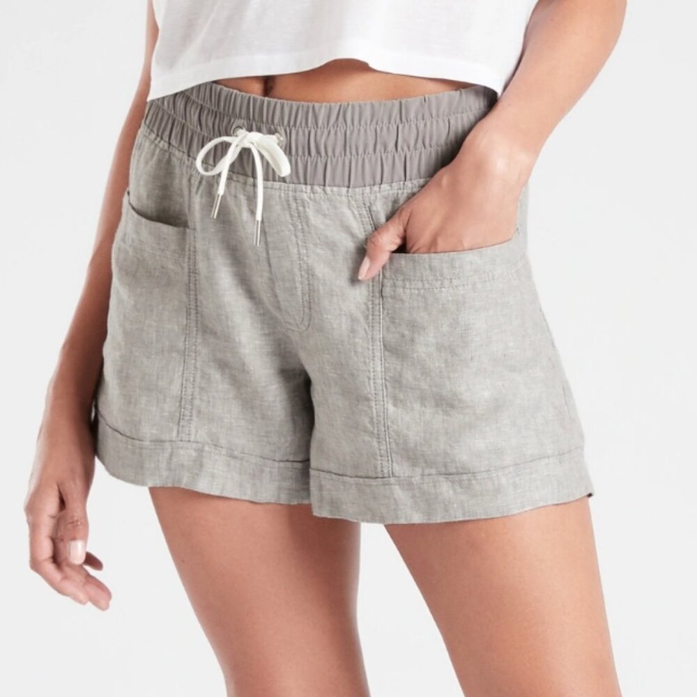 Athleta Cabo Linen 4" Short Gray Heather